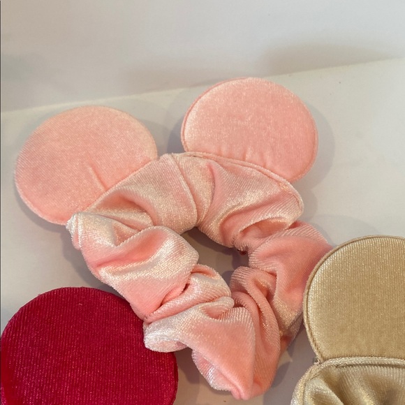 3 Pc Mouse Ears Scrunched Sequin Velvet Hair Tie Cute Hair Elastic - Picture 6 of 8